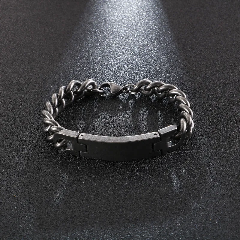 Stylish Men's Titanium Steel Bracelet - Trendy Curved Design from Planderful Collection