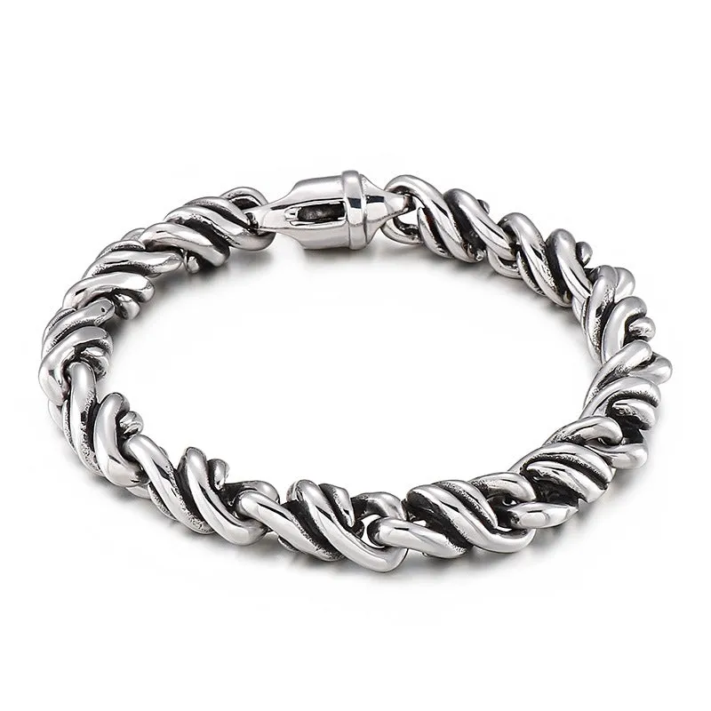 Stylish Twist Titanium Steel Men's Bracelet for Modern Fashion Enthusiasts