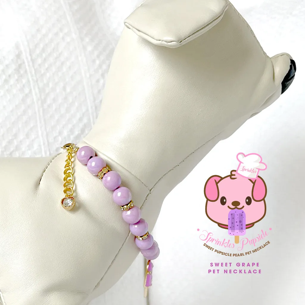 Sweet Grape Pupsicle Rhinestone Dog Necklace Cat Necklace Milky Pearl Luxury Pet Jewelry