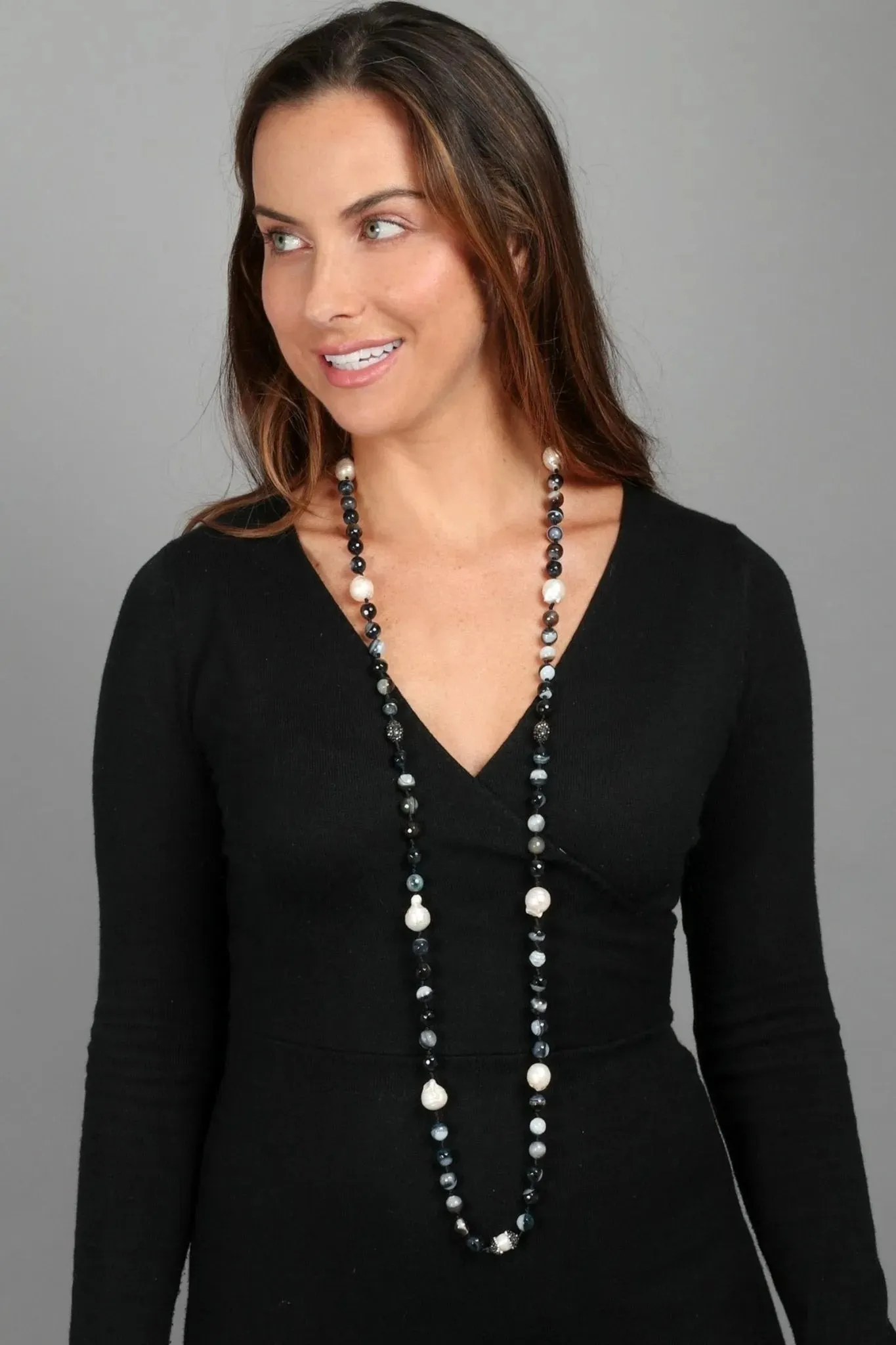 Tahitian Pearl Beaded Long Necklace