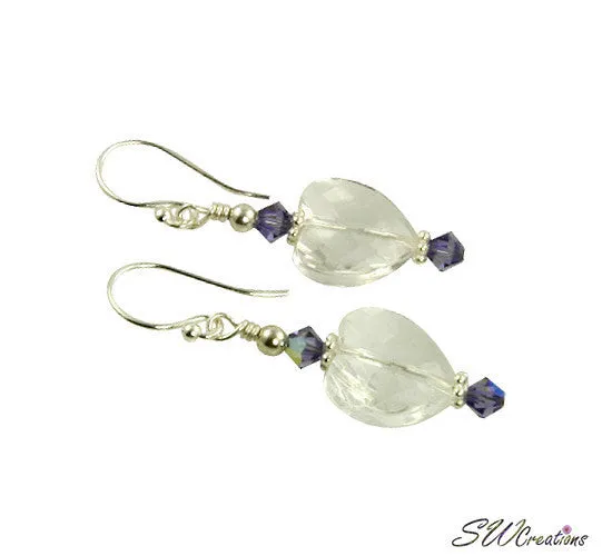 Tanzanite Crystal Heart Beaded Earrings