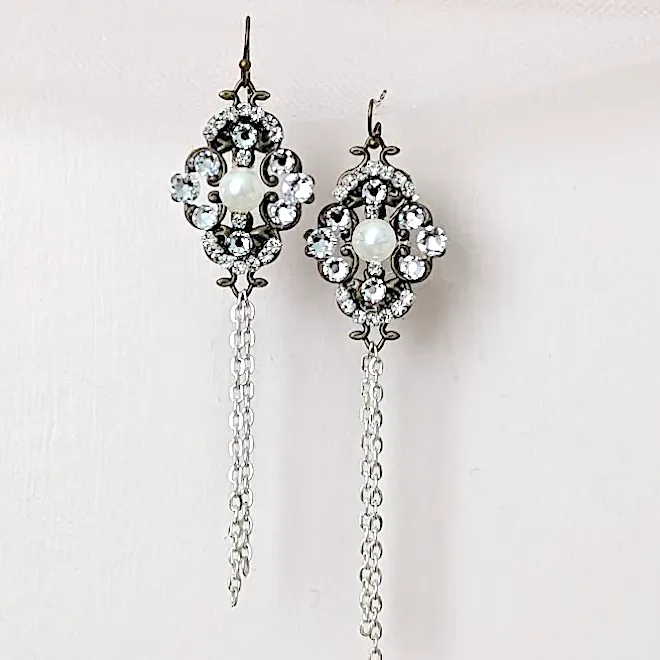 Tassel Brass Crystal Earrings Erda