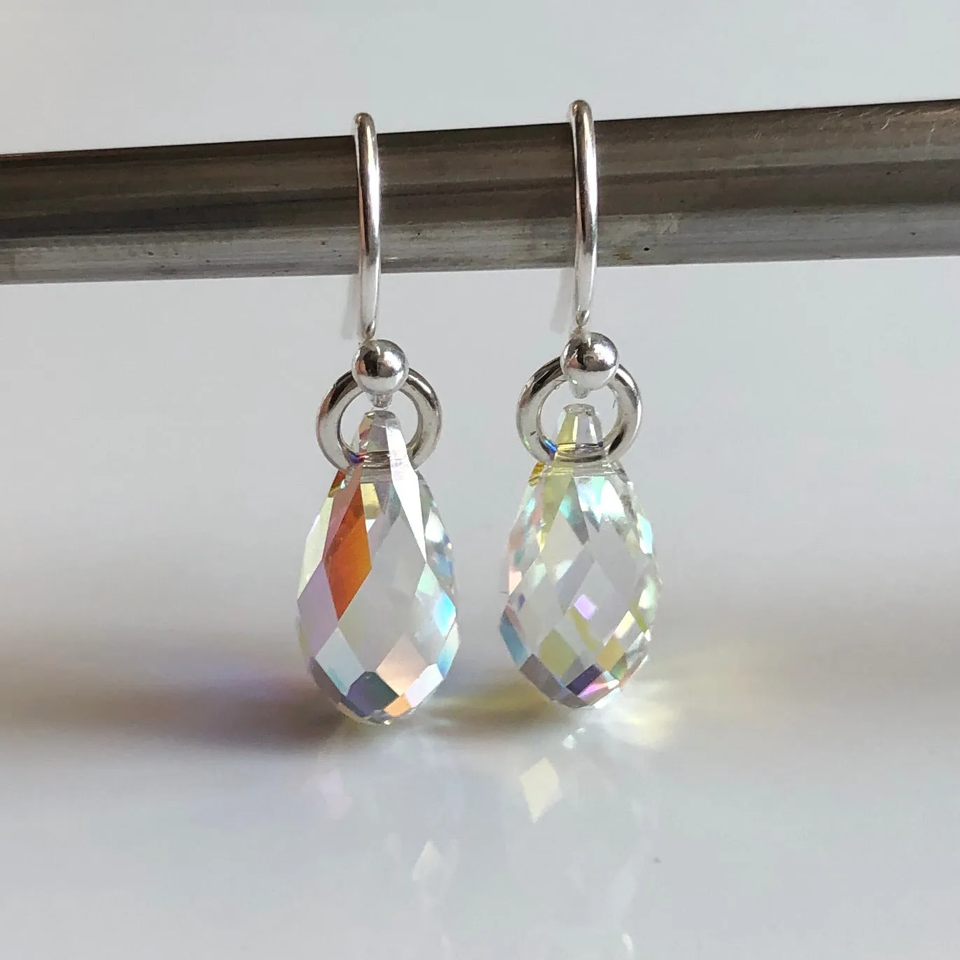 teardrop earrings - clear AB