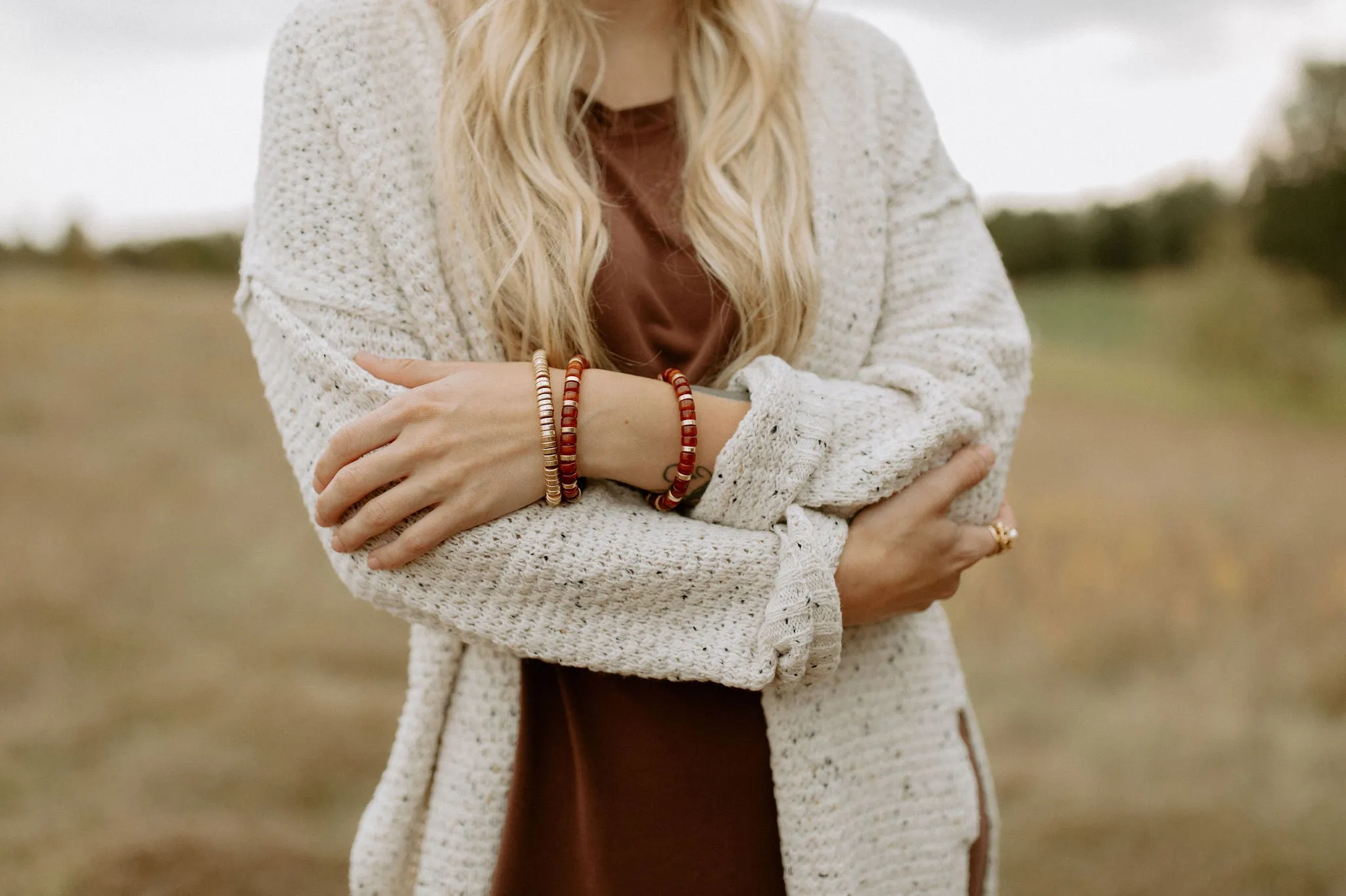 The Amber Beaded Bracelet Stack (Set of 3)