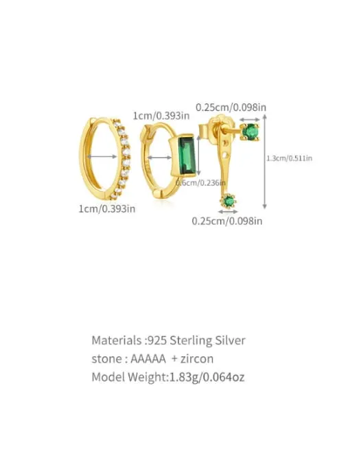 Three Style Earring Sets Luxury Girl 925 Sterling Silver real 18K gold plated vermeil earrings KESLEY