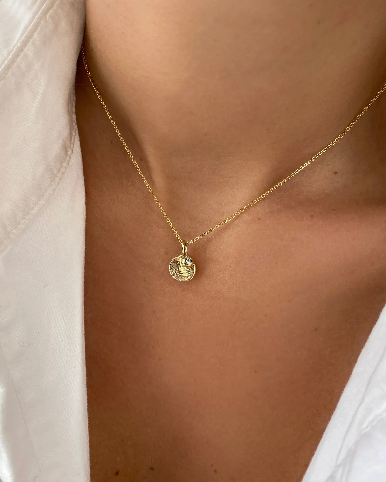 Tiny Birthstone Pendant | Yellow Gold