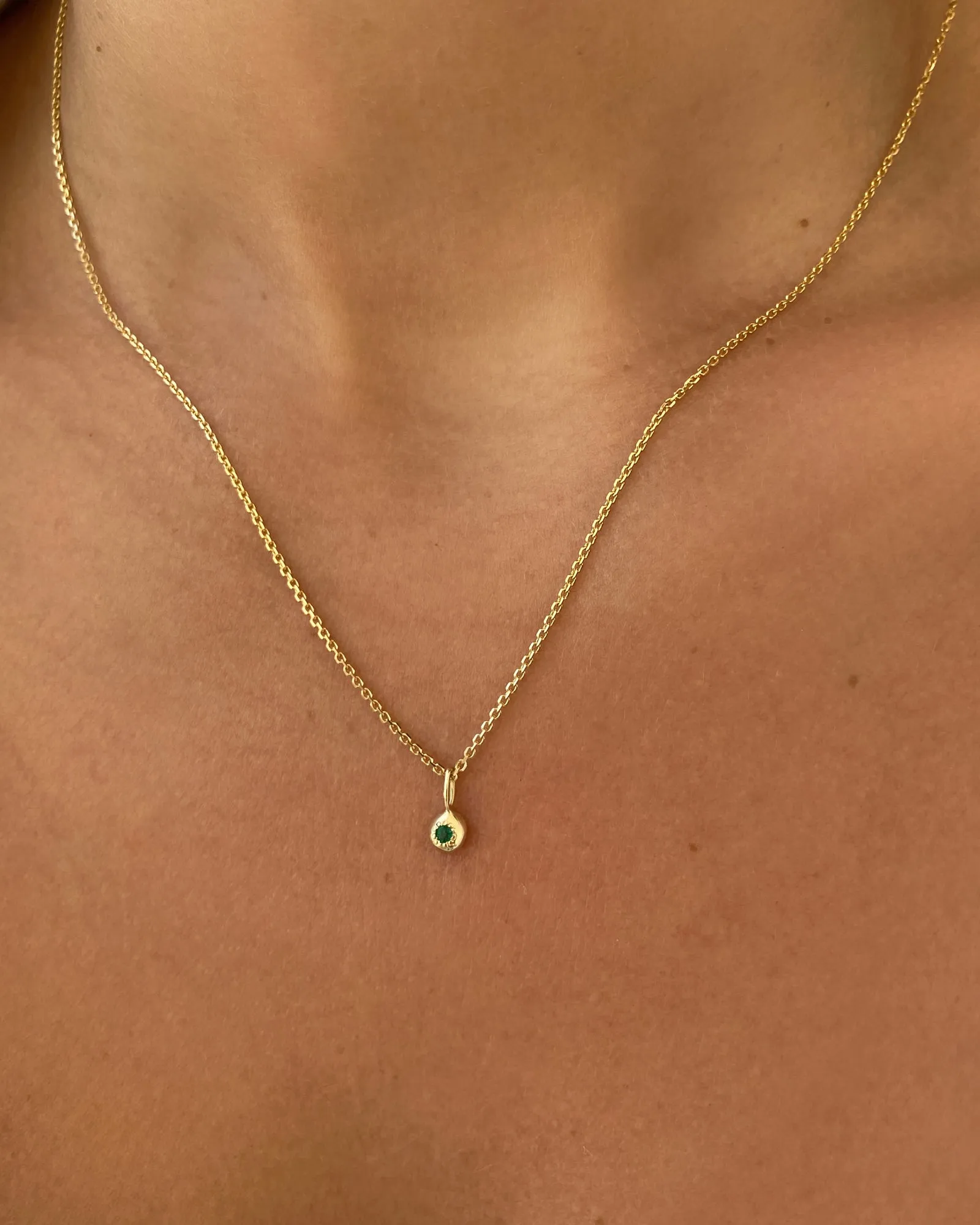 Tiny Birthstone Pendant | Yellow Gold