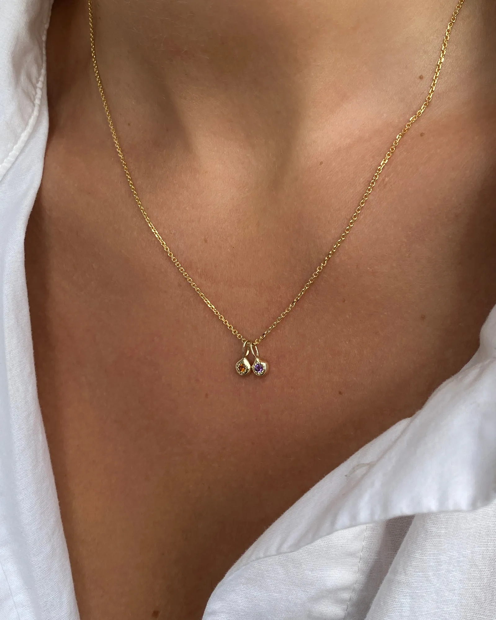 Tiny Birthstone Pendant | Yellow Gold