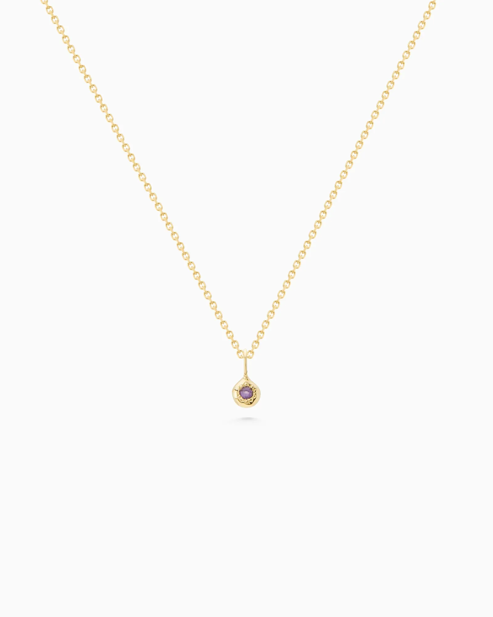 Tiny Birthstone Pendant | Yellow Gold