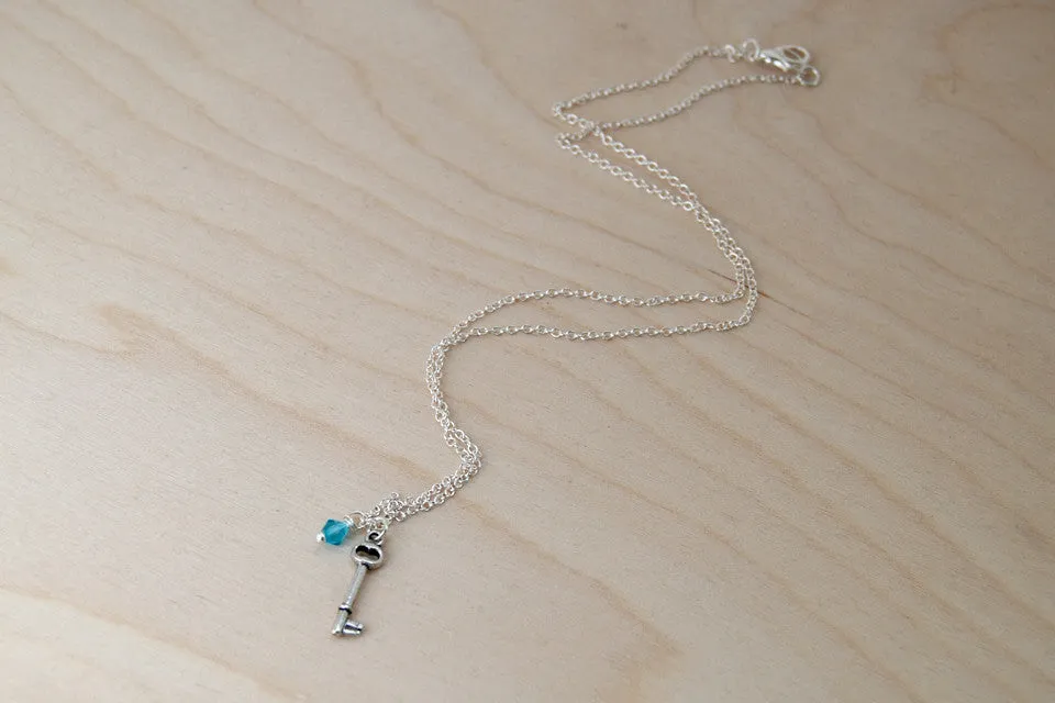 Tiny Key BFF Necklace (Sold Singly) | Silver Skeleton Key Best Friends Charm Jewelry