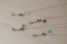 Tiny Key BFF Necklace (Sold Singly) | Silver Skeleton Key Best Friends Charm Jewelry