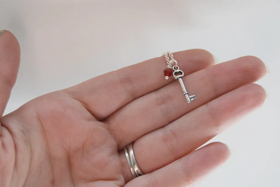 Tiny Key BFF Necklace (Sold Singly) | Silver Skeleton Key Best Friends Charm Jewelry