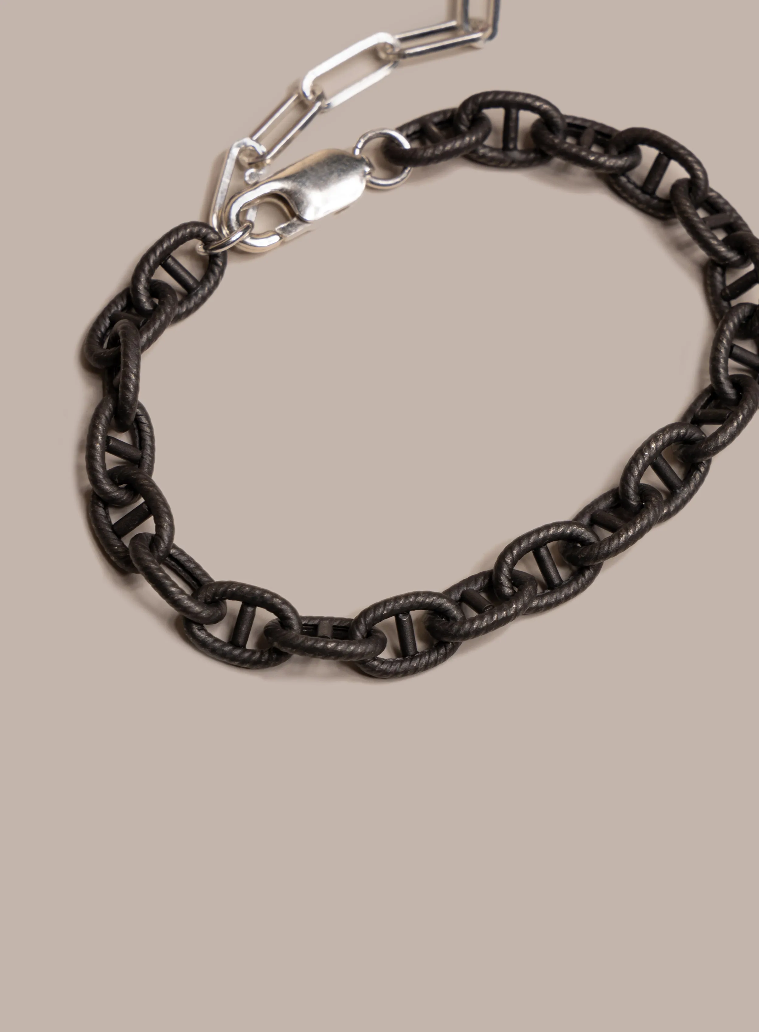 Titanium coated Sterling Silver Adjustable Chain Bracelet for Men