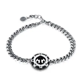 Titanium Stainless Steel Nautical Compass Men's Bracelet – Adjustable, Sleek Chain Link with Anchor Design