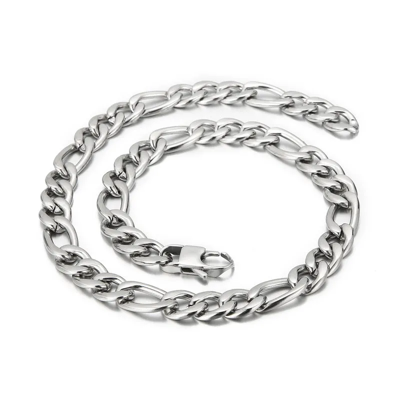 Titanium Steel Men's Bracelet and Necklace Set - Rock Hip-hop Accessories with Vacuum Plating for Fashion-Forward Gifts