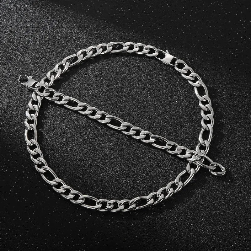 Titanium Steel Men's Bracelet and Necklace Set - Rock Hip-hop Accessories with Vacuum Plating for Fashion-Forward Gifts