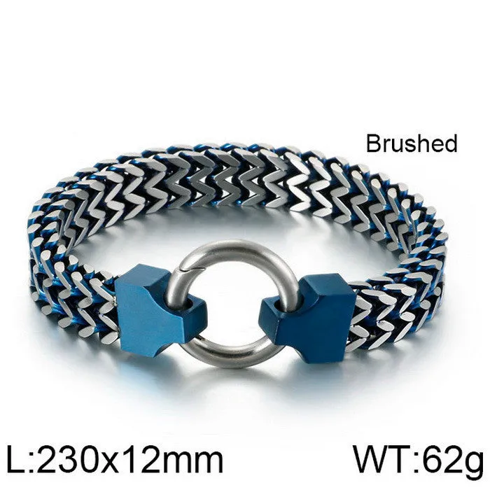 Titanium Steel Multi-Color Chain Bracelet with Circle Buckle for Men