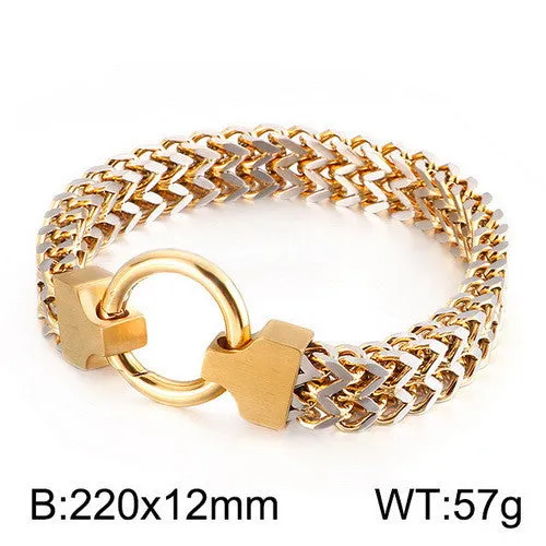 Titanium Steel Multi-Color Chain Bracelet with Circle Buckle for Men