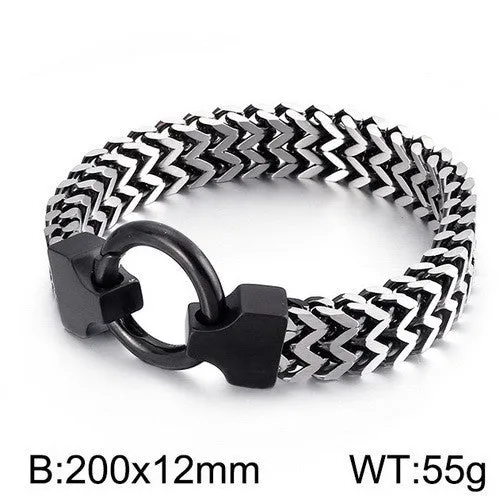 Titanium Steel Multi-Color Chain Bracelet with Circle Buckle for Men