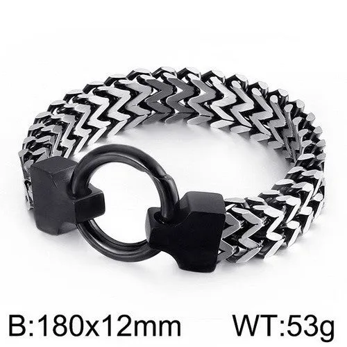 Titanium Steel Multi-Color Chain Bracelet with Circle Buckle for Men