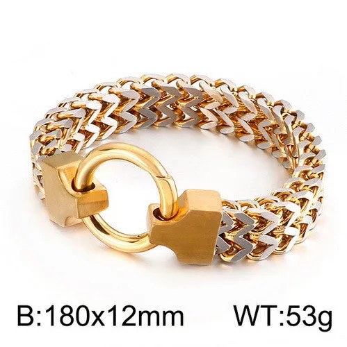 Titanium Steel Multi-Color Chain Bracelet with Circle Buckle for Men