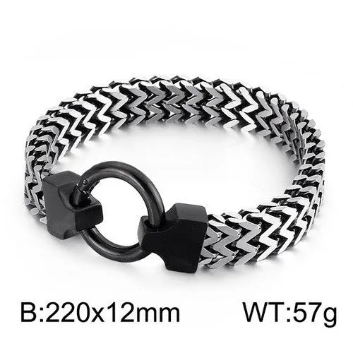 Titanium Steel Multi-Color Chain Bracelet with Circle Buckle for Men