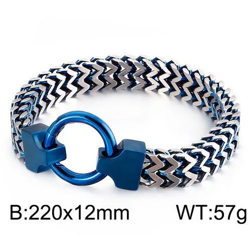 Titanium Steel Multi-Color Chain Bracelet with Circle Buckle for Men