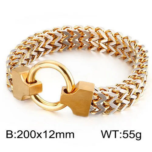 Titanium Steel Multi-Color Chain Bracelet with Circle Buckle for Men