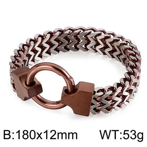 Titanium Steel Multi-Color Chain Bracelet with Circle Buckle for Men