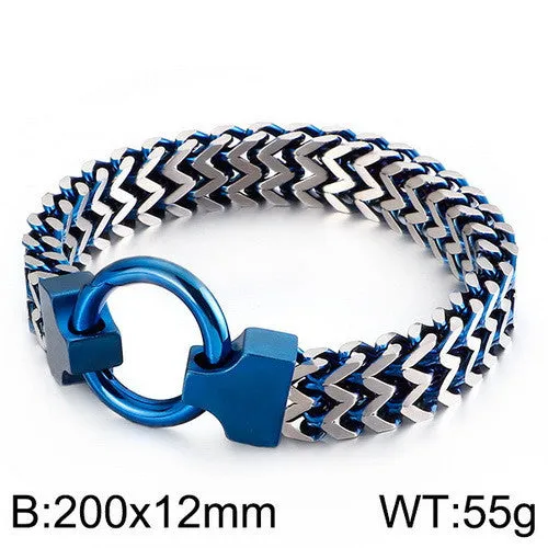 Titanium Steel Multi-Color Chain Bracelet with Circle Buckle for Men