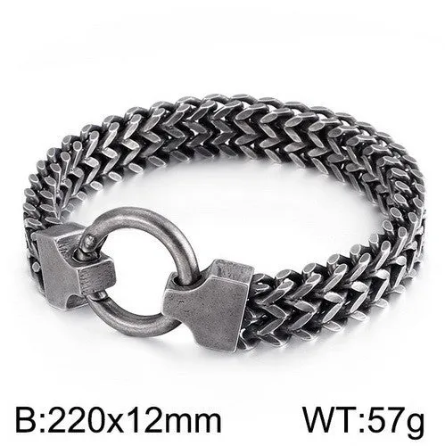 Titanium Steel Multi-Color Chain Bracelet with Circle Buckle for Men