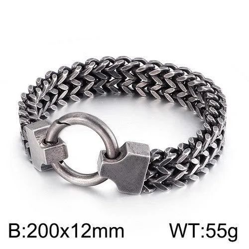 Titanium Steel Multi-Color Chain Bracelet with Circle Buckle for Men