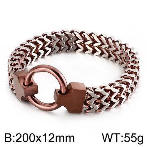 Titanium Steel Multi-Color Chain Bracelet with Circle Buckle for Men