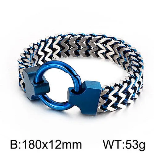 Titanium Steel Multi-Color Chain Bracelet with Circle Buckle for Men