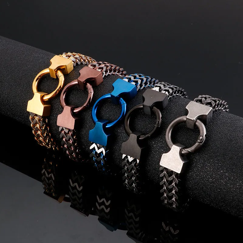 Titanium Steel Multi-Color Chain Bracelet with Circle Buckle for Men