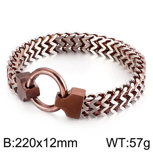 Titanium Steel Multi-Color Chain Bracelet with Circle Buckle for Men