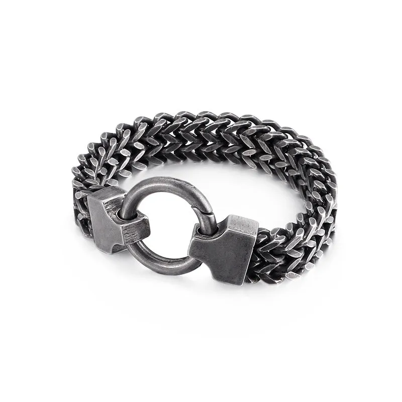 Titanium Steel Multi-Color Chain Bracelet with Circle Buckle for Men