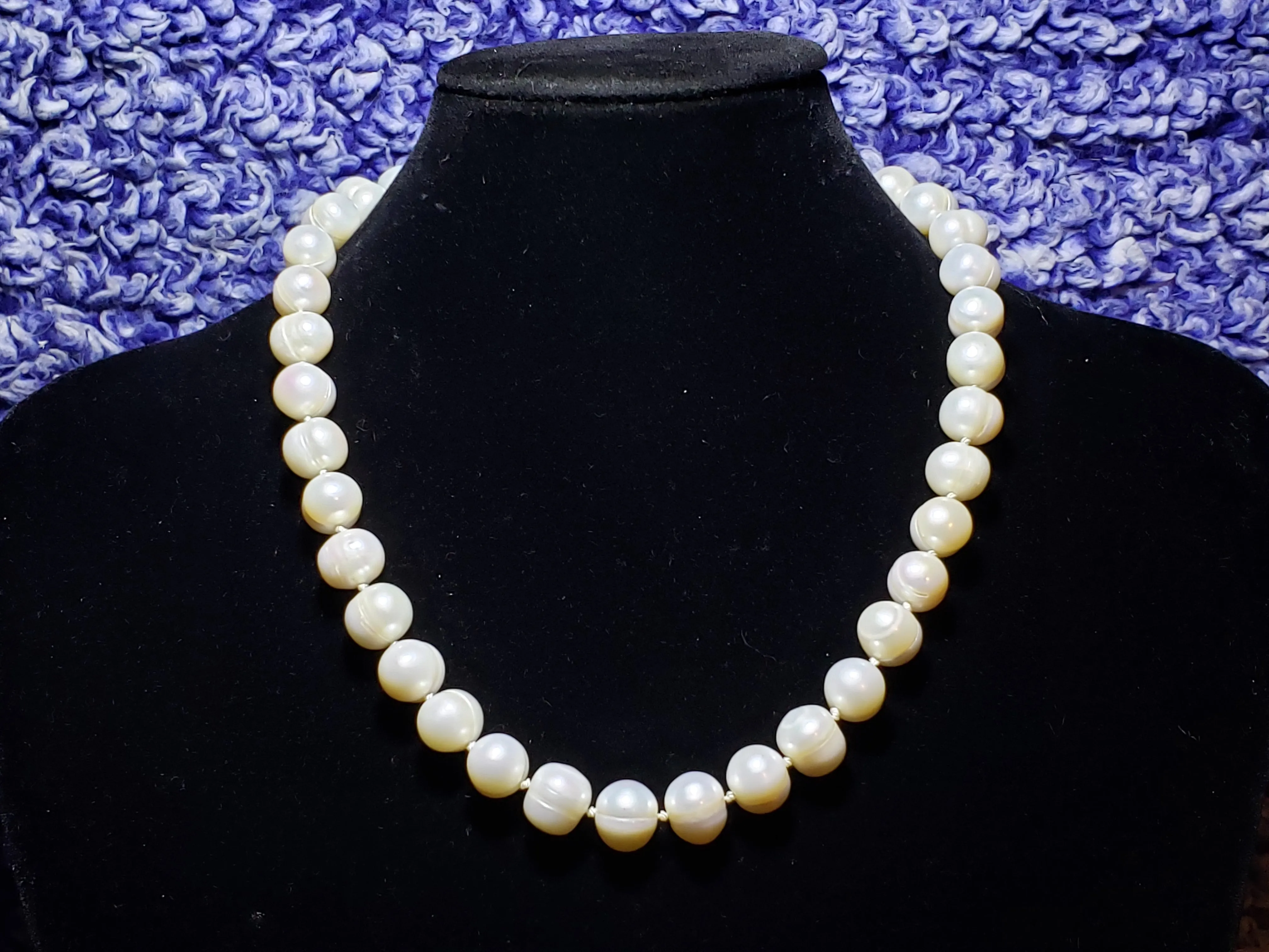 Top Quality Freshwater 14mm Pearl, Hand Knotted Silk Necklace, 18" with 2" Extender and Lobster Claw Clasp.