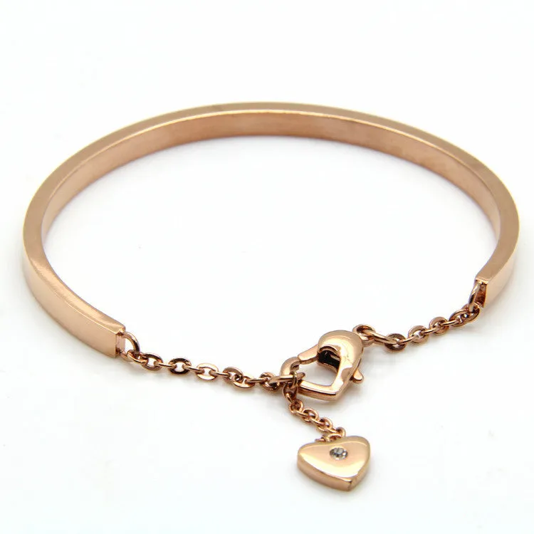 TOP QUALITY Pretty Lady Gold Bangle Women's Lover Bracelet Jewelry Metal Bracelets Bangles Heart-Shaped Accessories