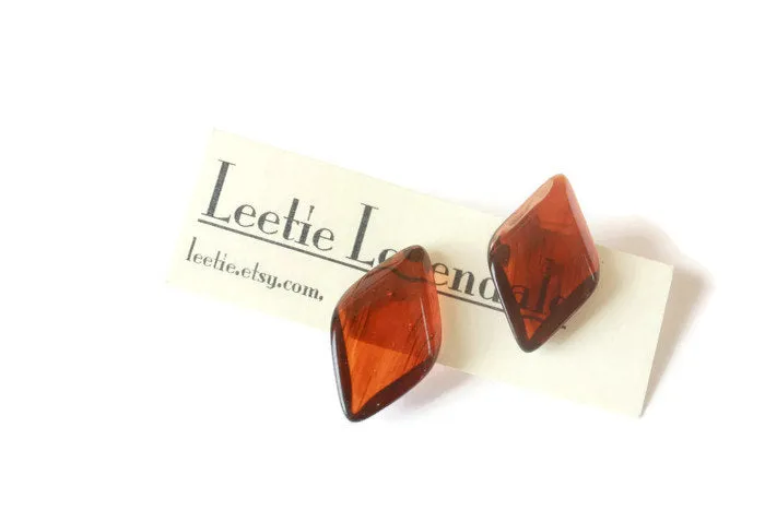 Tortoise Brown Sliding Diamond Stud Earrings