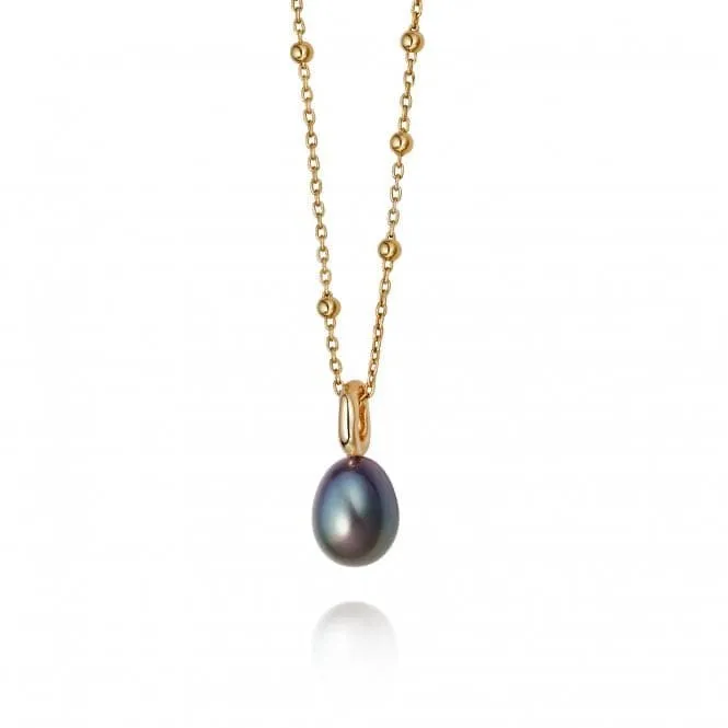 Treasures Black Baroque Pearl
 18ct Gold Plated Necklace TN08_GP