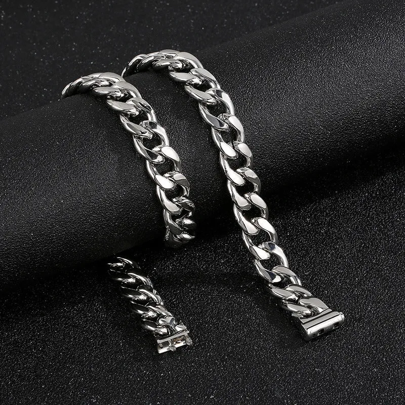 Trendy Handmade Men's Titanium Steel Necklace with Classic European and American Style 13mm Lock Nk Chain