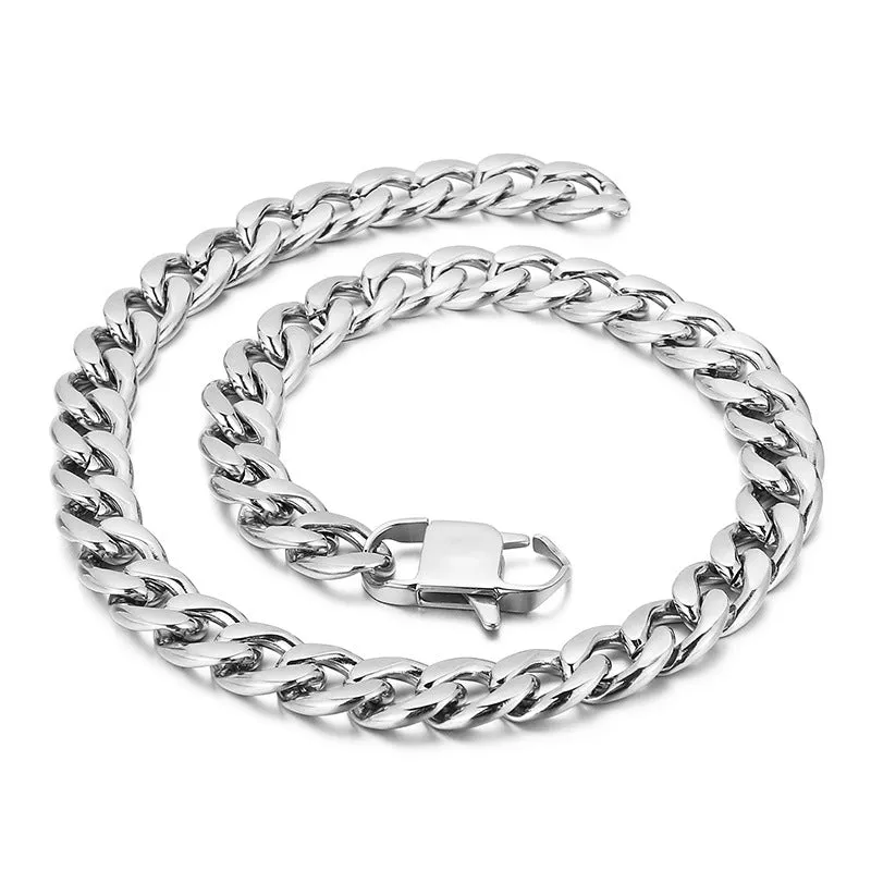 Trendy Men's Titanium Steel NK Chain Bracelet and Necklace for Rock Hip-hop Style