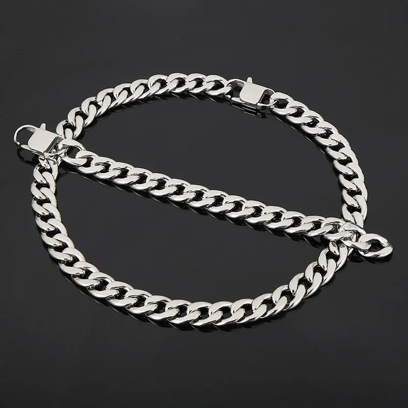 Trendy Men's Titanium Steel NK Chain Bracelet and Necklace for Rock Hip-hop Style