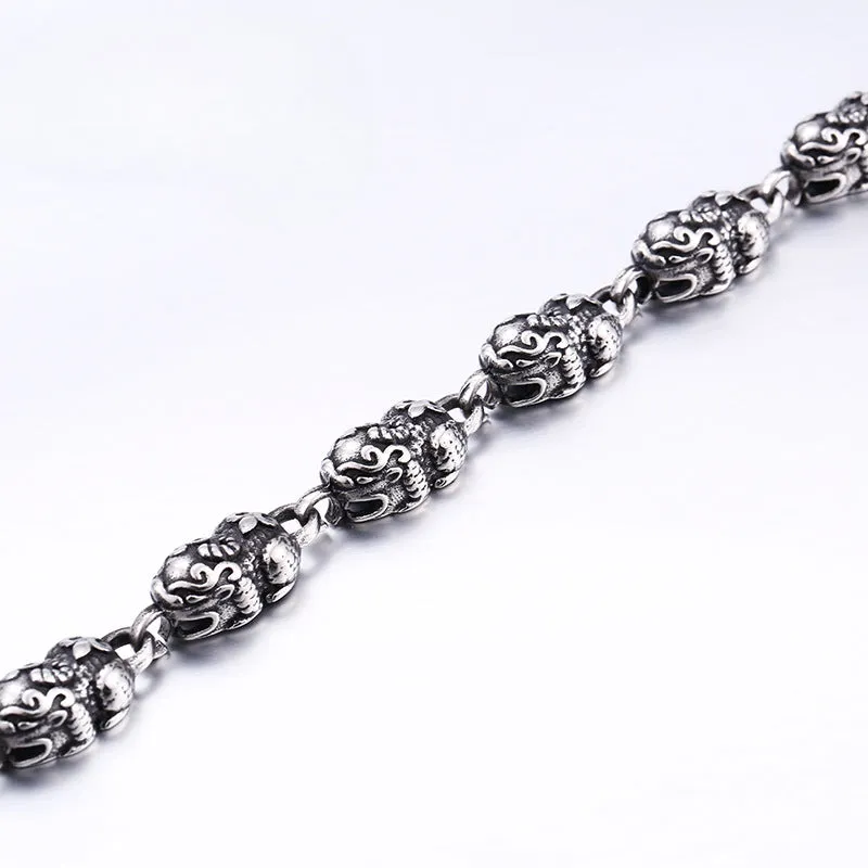 Trendy Titanium Steel Pixiu Bracelet for Men - Ethnic Jewelry Wholesale with Thai Silver Imitation