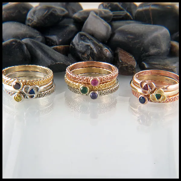 Trinity Knot Birthstone Stacking Ring in Gold