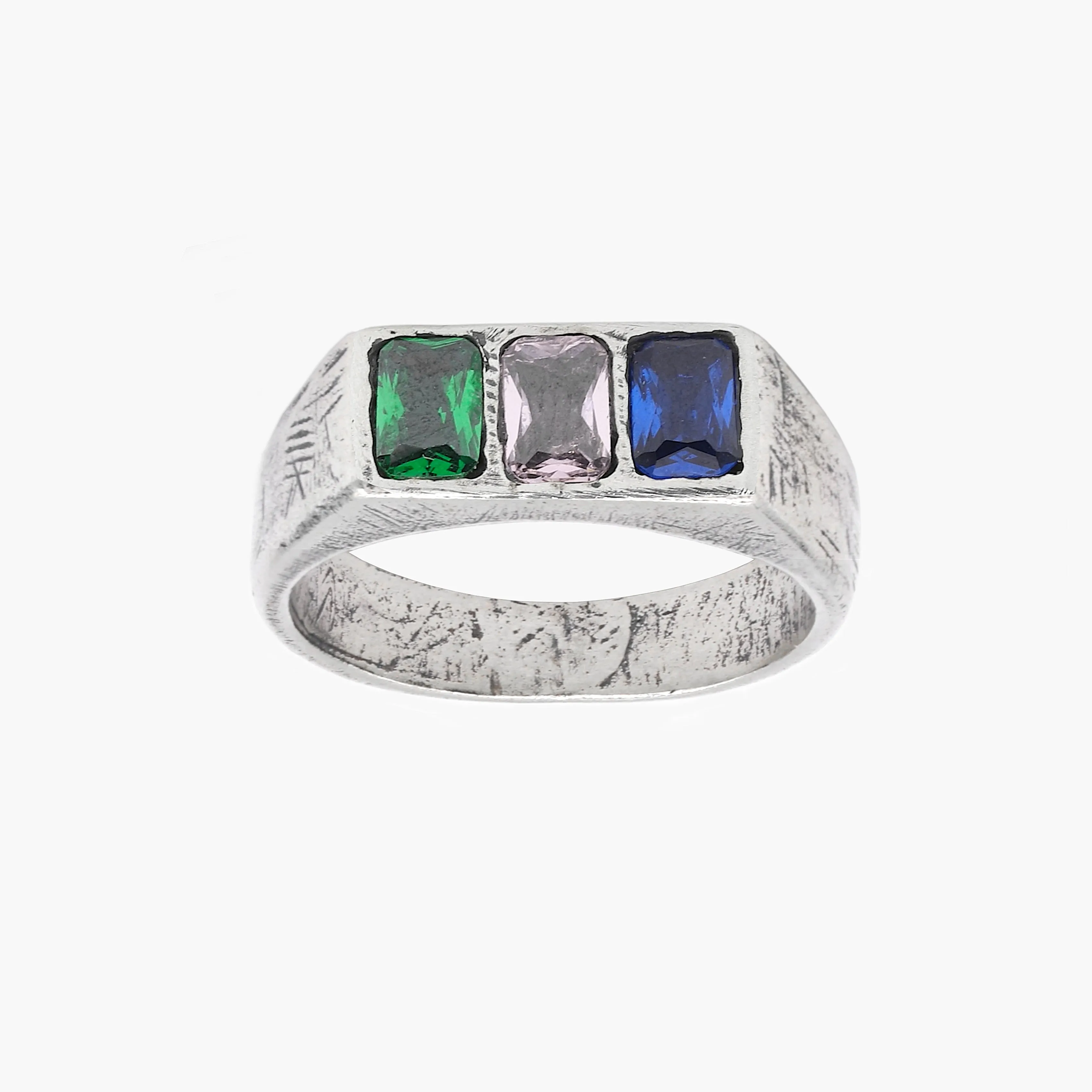 Trio Gemstone Sterling Silver Ring