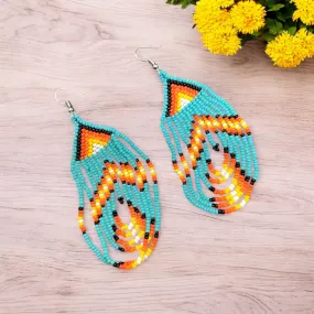 Turquoise Swoop Beaded earrings