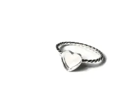 Twist Heart Bezel Blank Ring | Sterling Silver Ring Blank 8mm, 12mm, 16mm