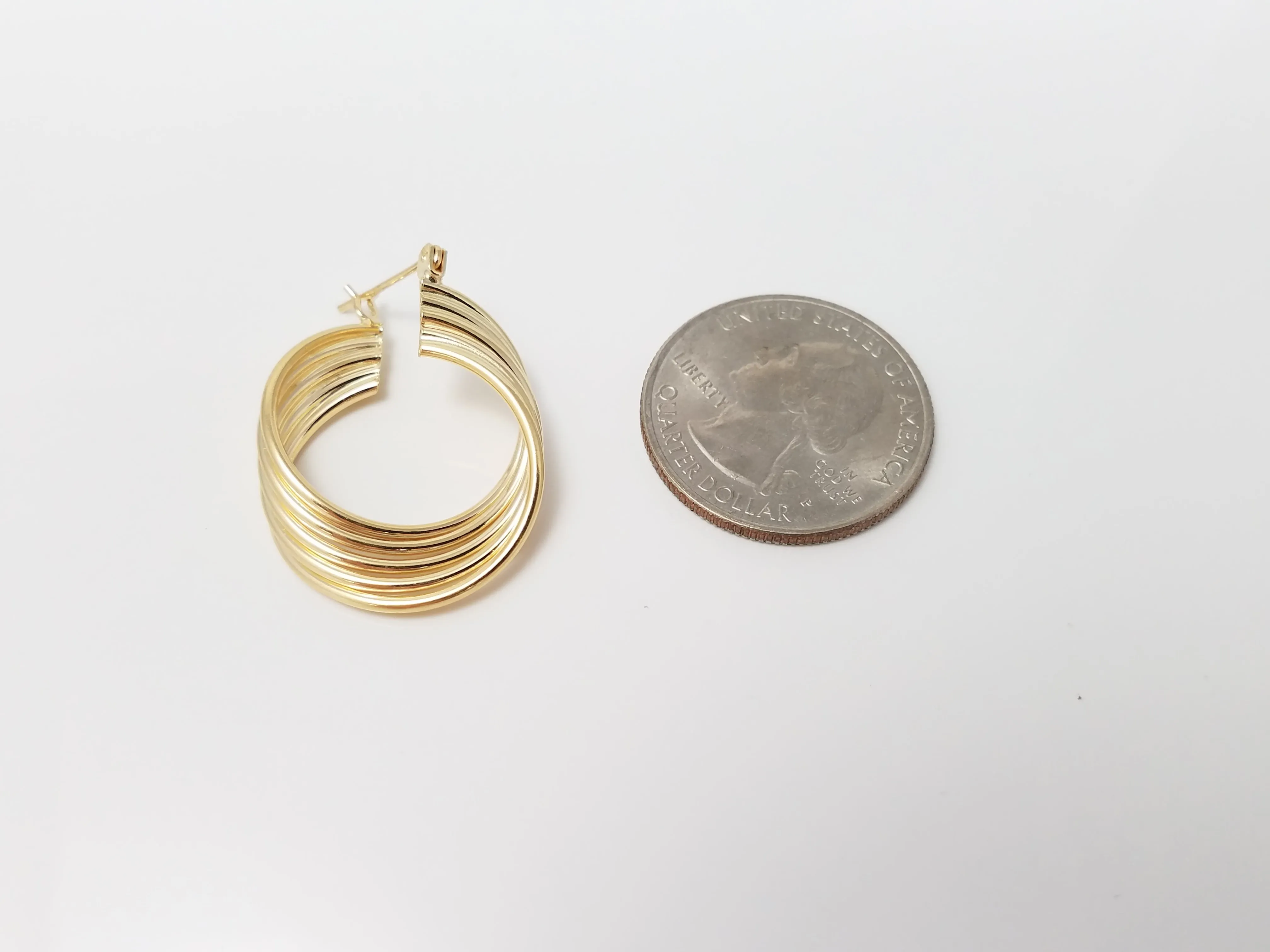 Twisted Hollow Hoop Earrings in 14k Yellow Gold